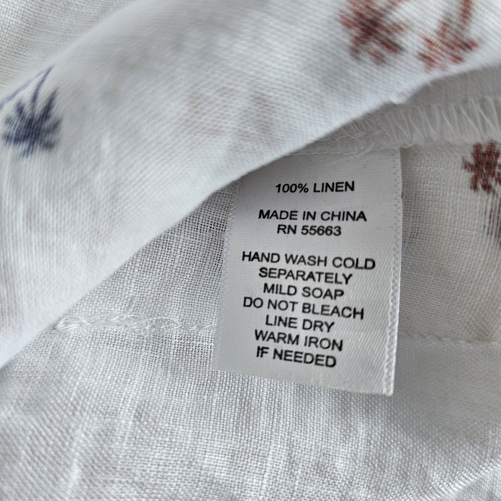 FORCYNTHIA Beachwear White Palm Trees Linen L Tunic Shirt Beach Coverup Resort - Picture 9 of 11